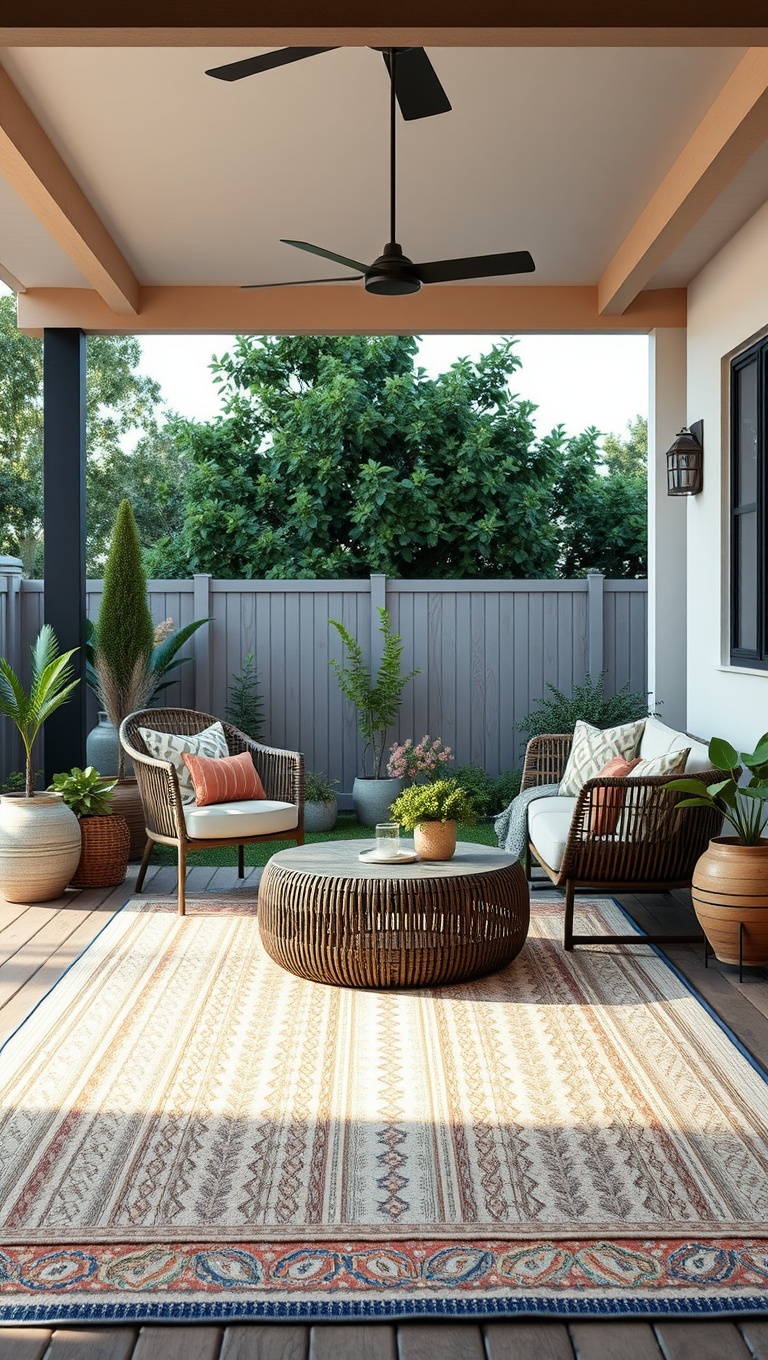 20 Stunning Ideas to Transform Your Outdoor Living Room - 7. Outdoor Rug for Comfort