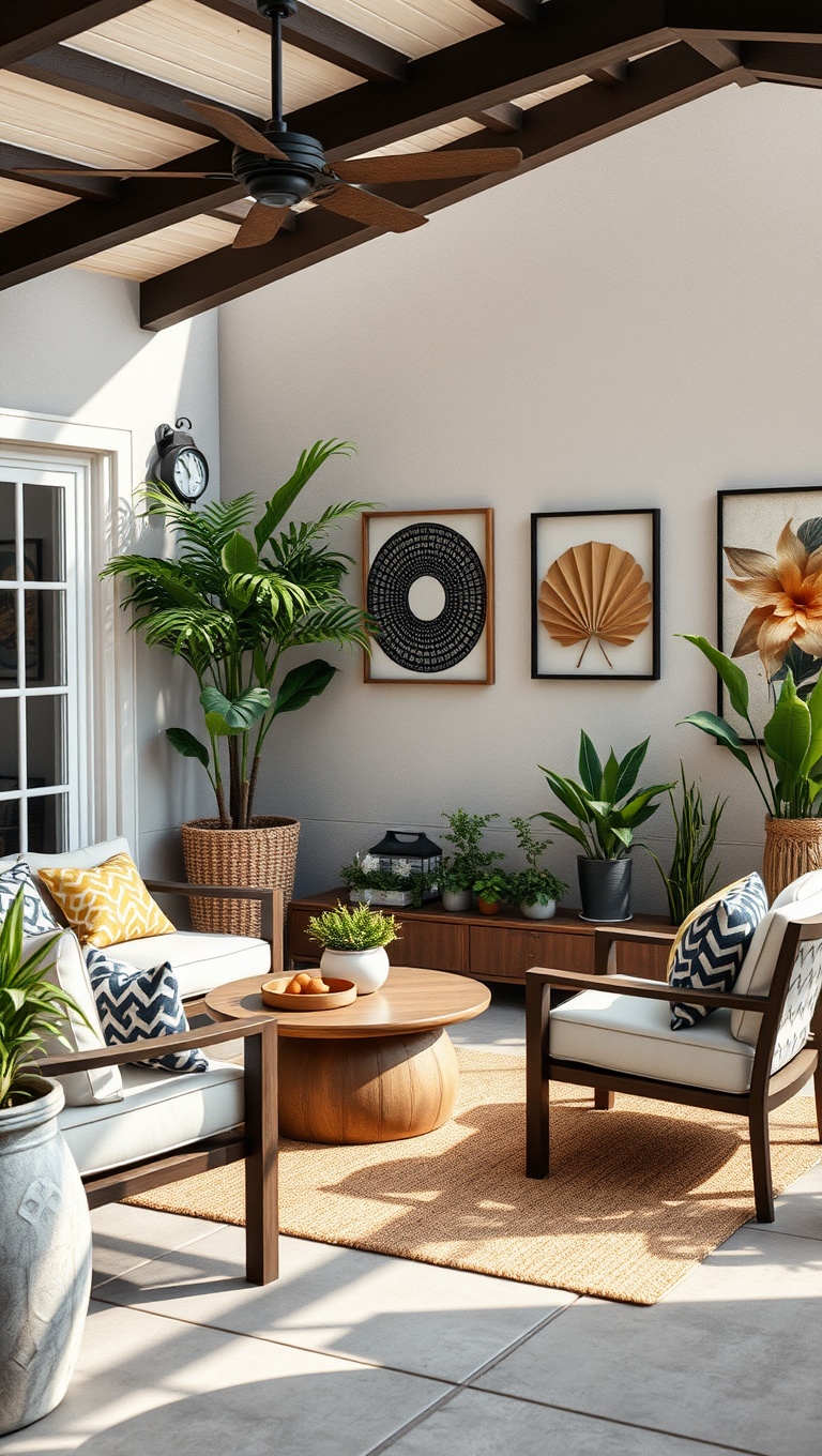 20 Stunning Ideas to Transform Your Outdoor Living Room - 17. Wall Art for Personality