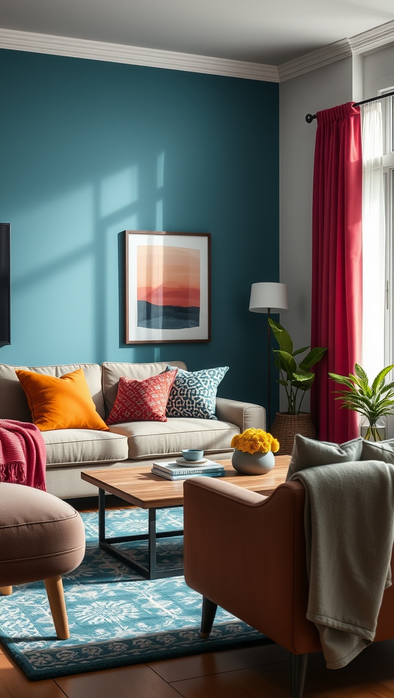 20 Chic and Cozy Ideas for Simple Living Rooms - 20. Add a Pop of Color with Accessories