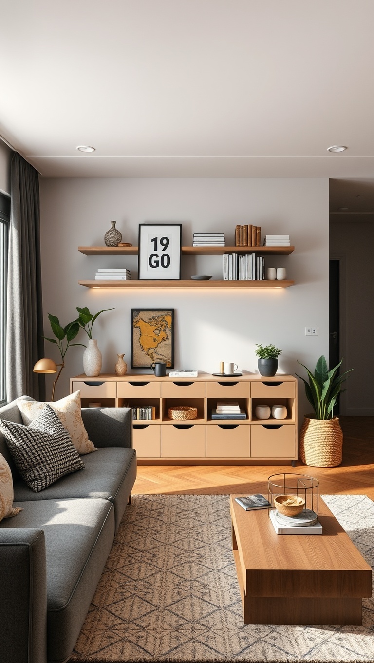 20 Chic and Cozy Ideas for Simple Living Rooms - 19. Go for Simple, Stylish Storage