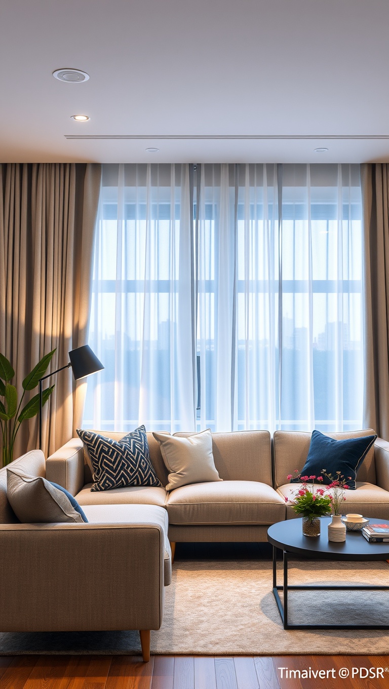 20 Chic and Cozy Ideas for Simple Living Rooms - 14. Select Simple, Elegant Curtains
