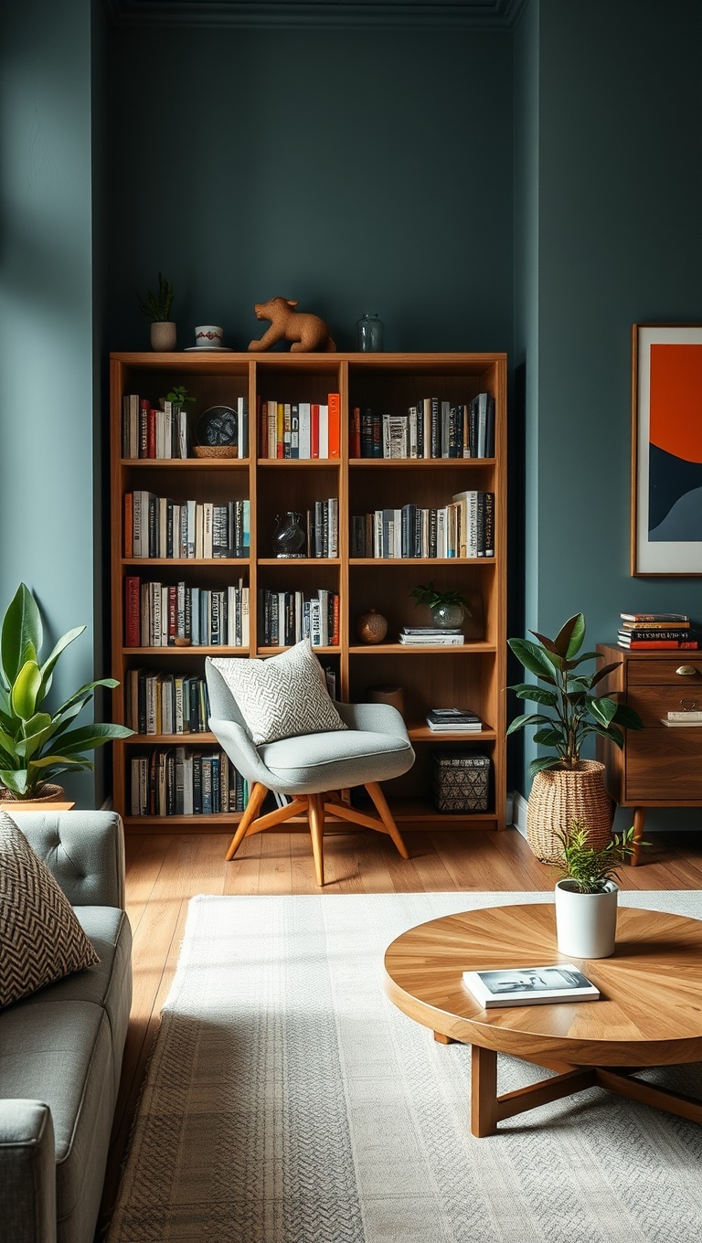 20 Chic and Cozy Ideas for Simple Living Rooms - 10. Curate a Small Bookshelf Nook