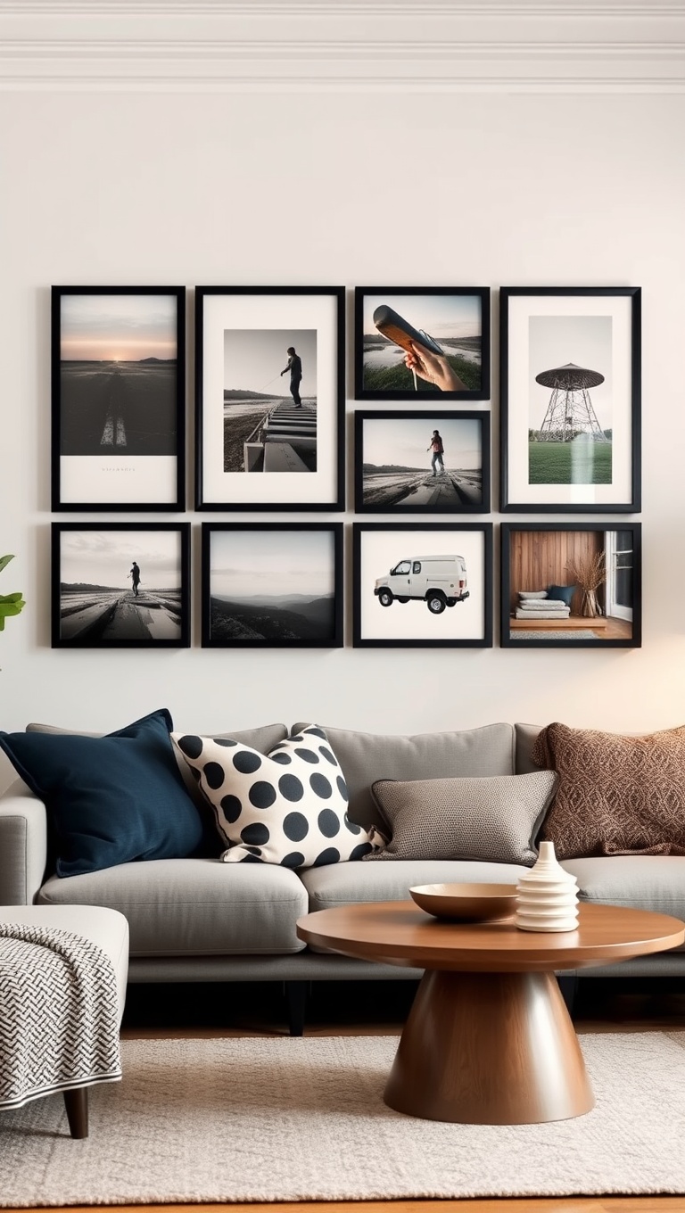 20 Chic and Cozy Ideas for Simple Living Rooms - 6. Create a Gallery Wall of Memories