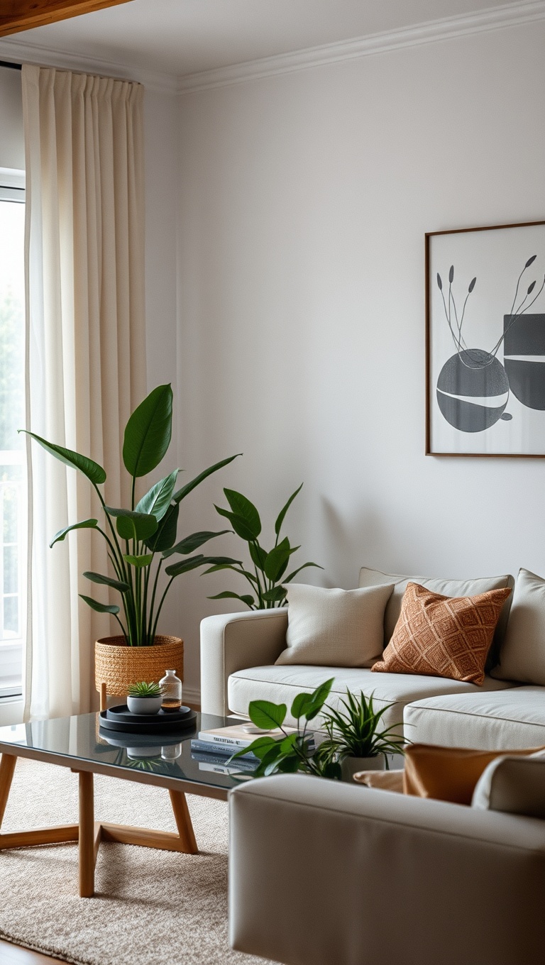 20 Chic and Cozy Ideas for Simple Living Rooms - 3. Incorporate Natural Elements with Plants