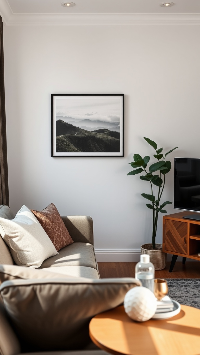 20 Brilliant Ideas to Transform Your Small Living Room - 8. Add a Statement Wall Art