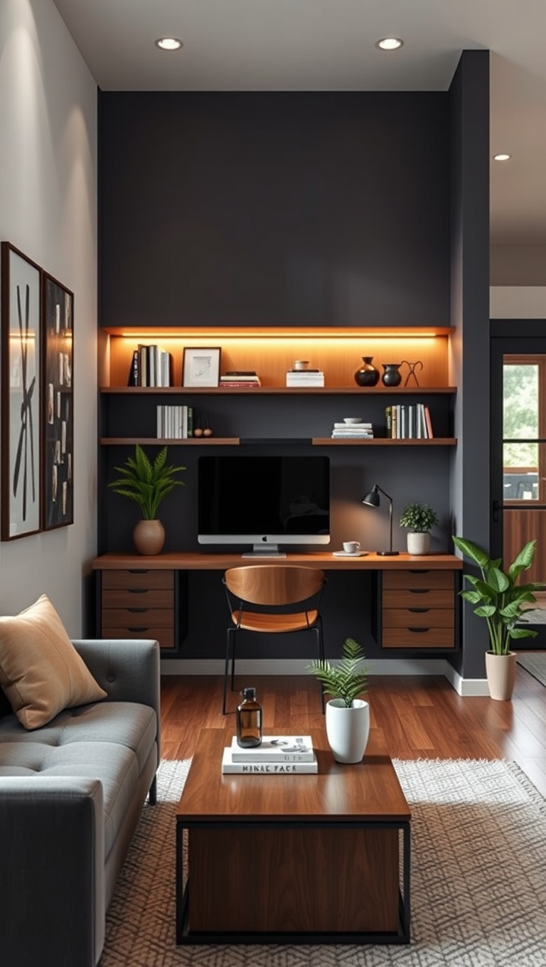 20 Brilliant Ideas to Transform Your Small Living Room - 10. Use Floating Desks to Save Space