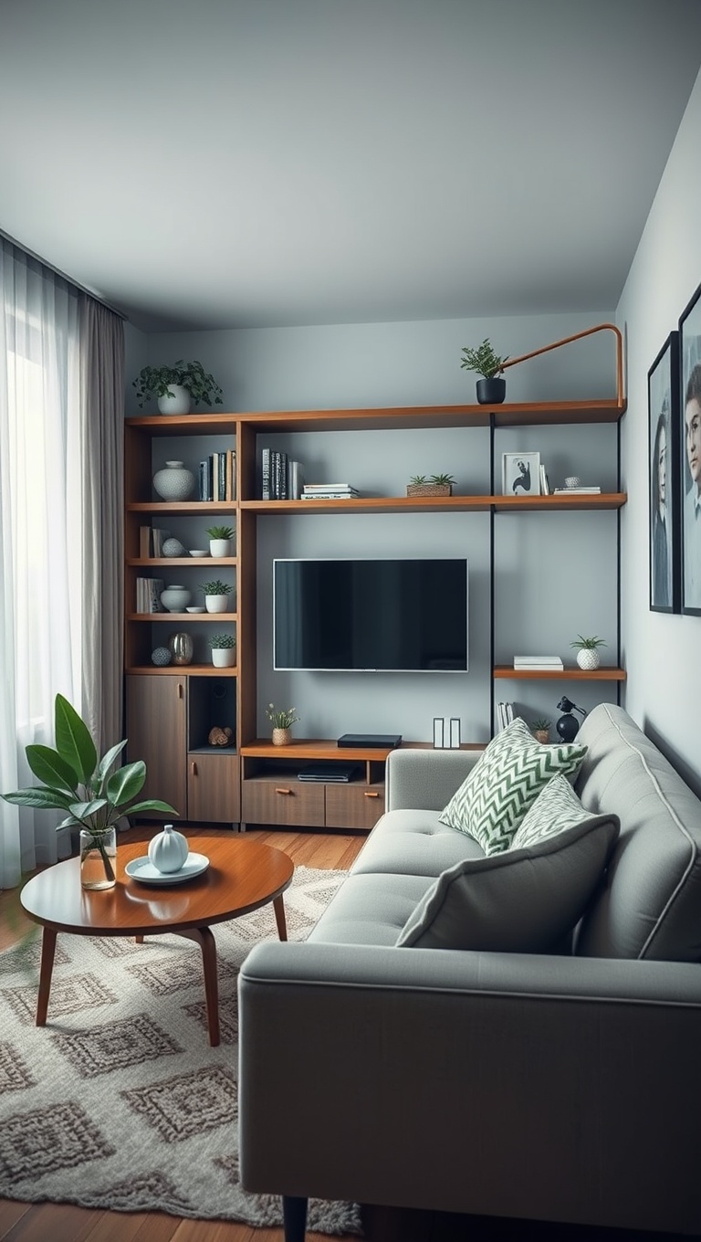20 Brilliant Ideas to Transform Your Small Living Room - 5. Go Vertical with Shelving