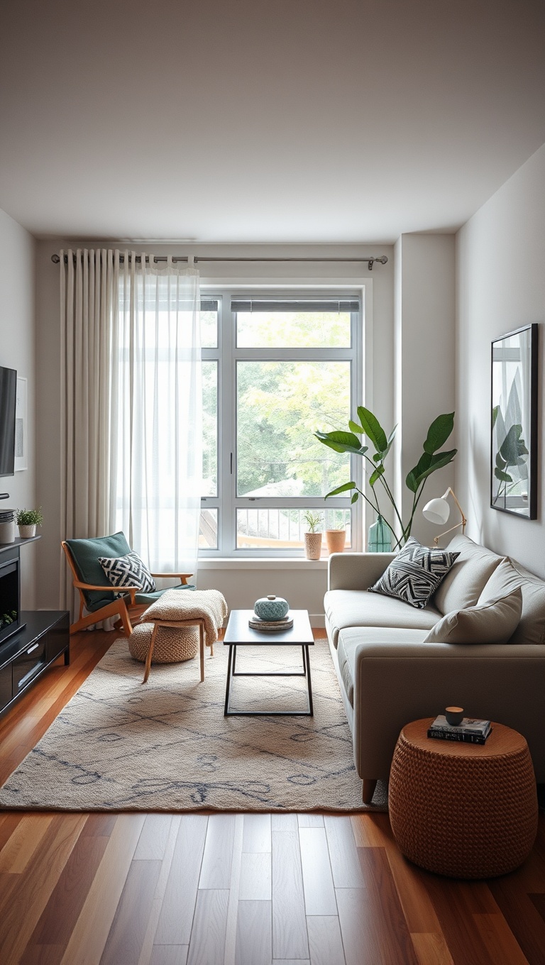 20 Brilliant Ideas to Transform Your Small Living Room - 6. Use Area Rugs to Define Zones