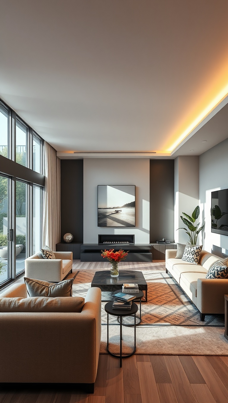 20 Stunning Ideas for Your Sunken Living Room - Integrate Smart Home Features