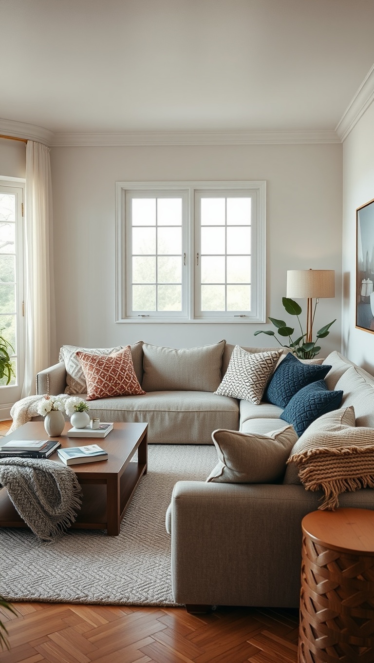 20 Stunning Ideas for Your Sunken Living Room - 19. Experiment with Textured Throws and Pillows