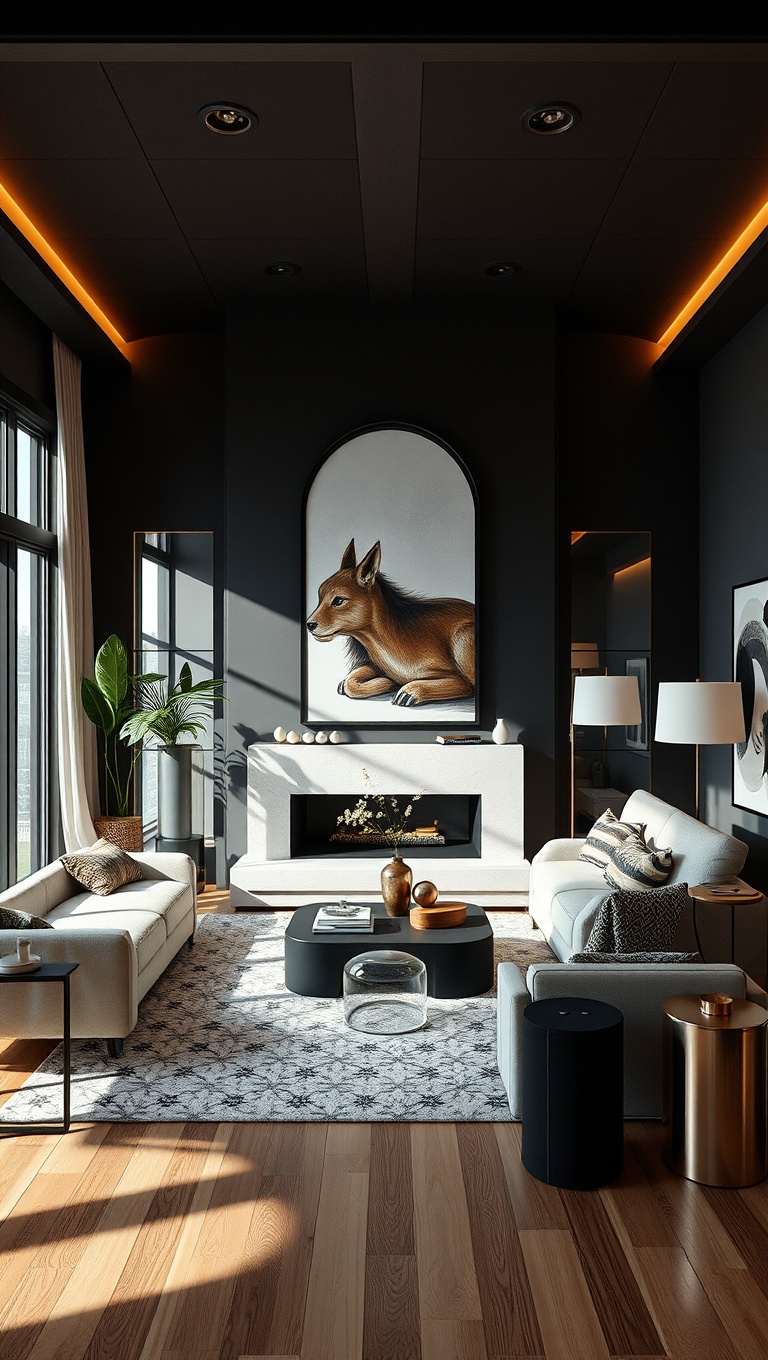20 Stunning Ideas for Your Sunken Living Room - 16. Use Mirrors to Open Up the Space