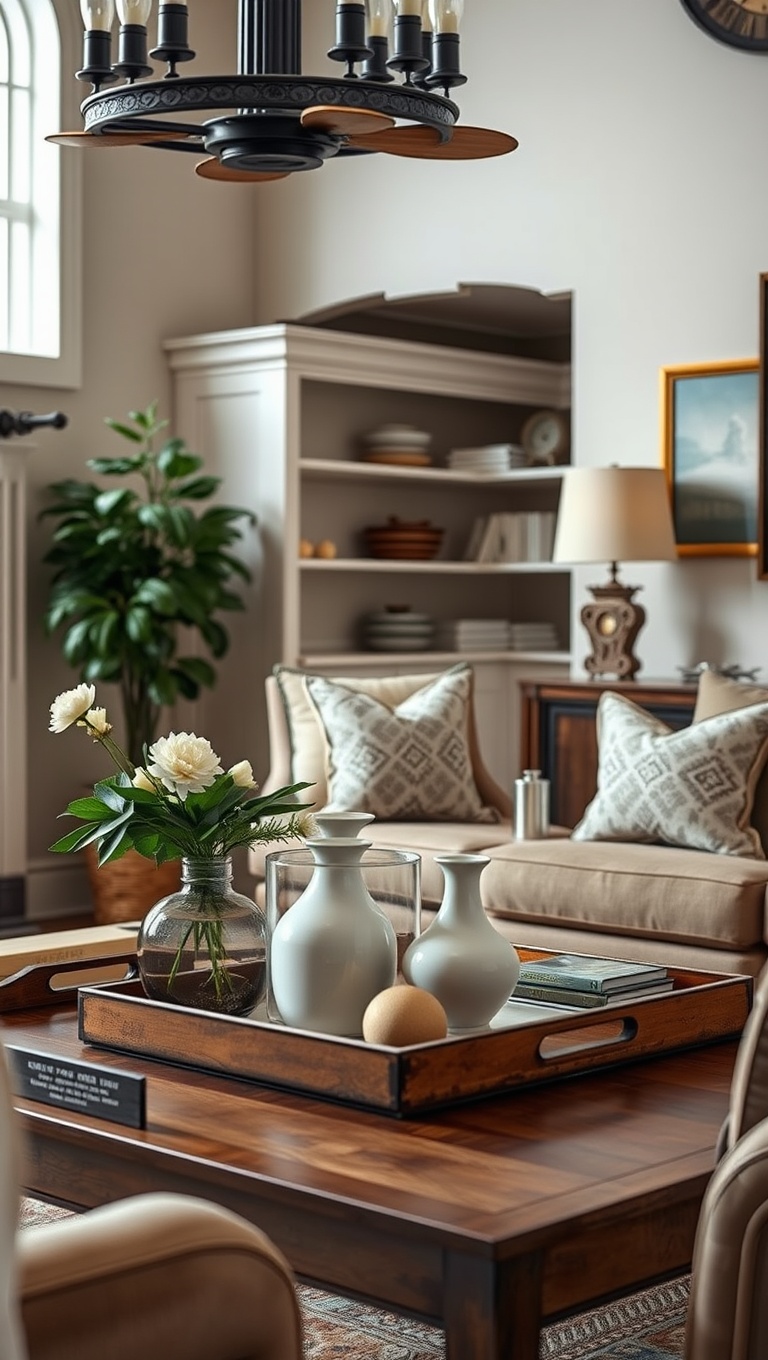 20 Timeless Ideas to Inspire Your Traditional Living Room - 14. Decorative Trays: Organize with Style