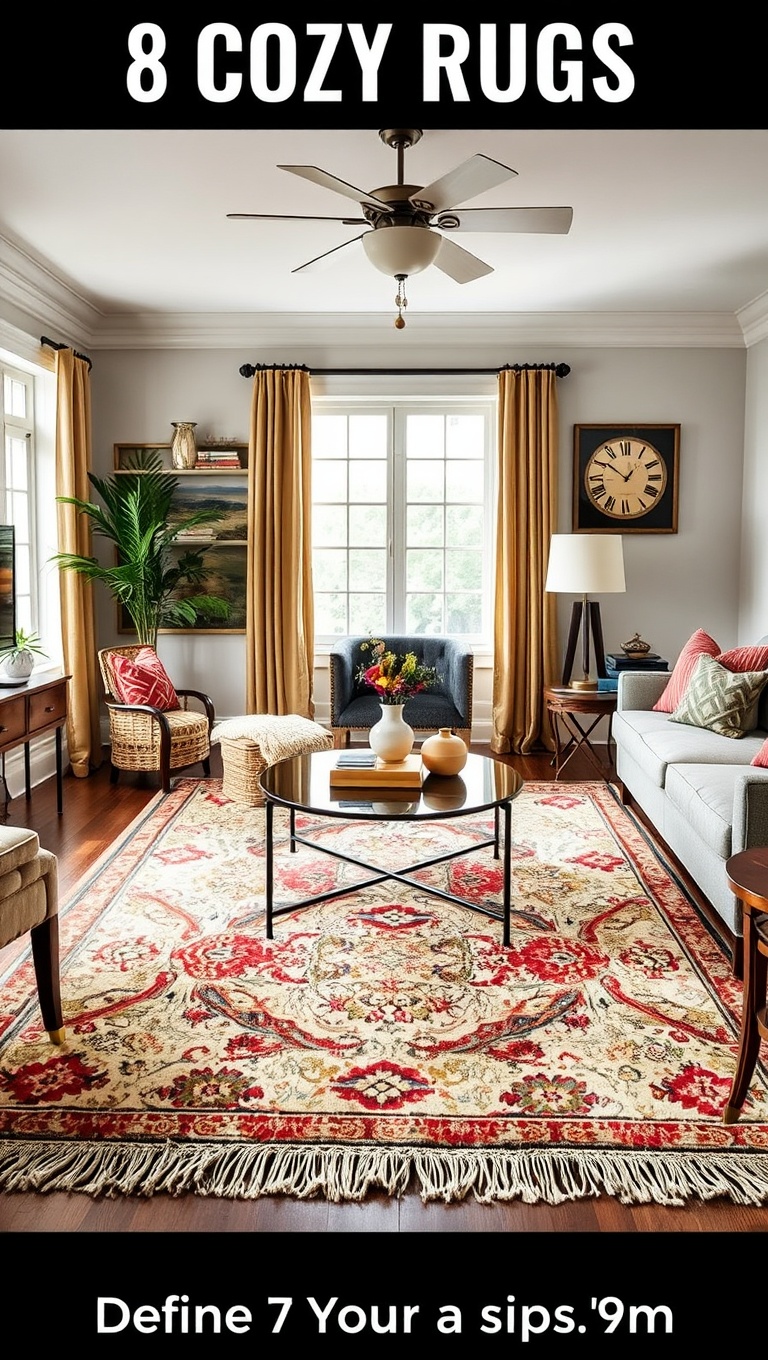 20 Timeless Ideas to Inspire Your Traditional Living Room - 8. Cozy Rugs: Define Your Space with Warmth