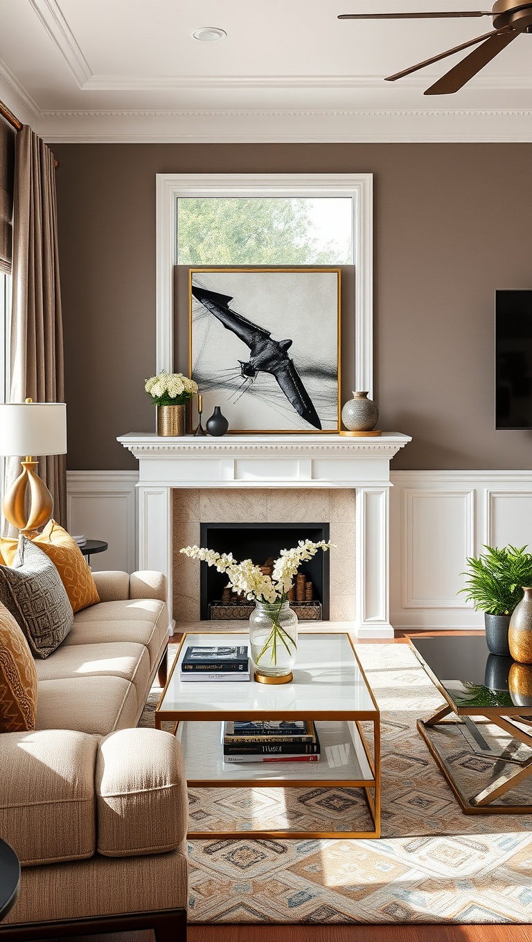 20 Inspiring Ideas for Your Dream Transitional Living Room - Add a Touch of Glam with Metallic Accents