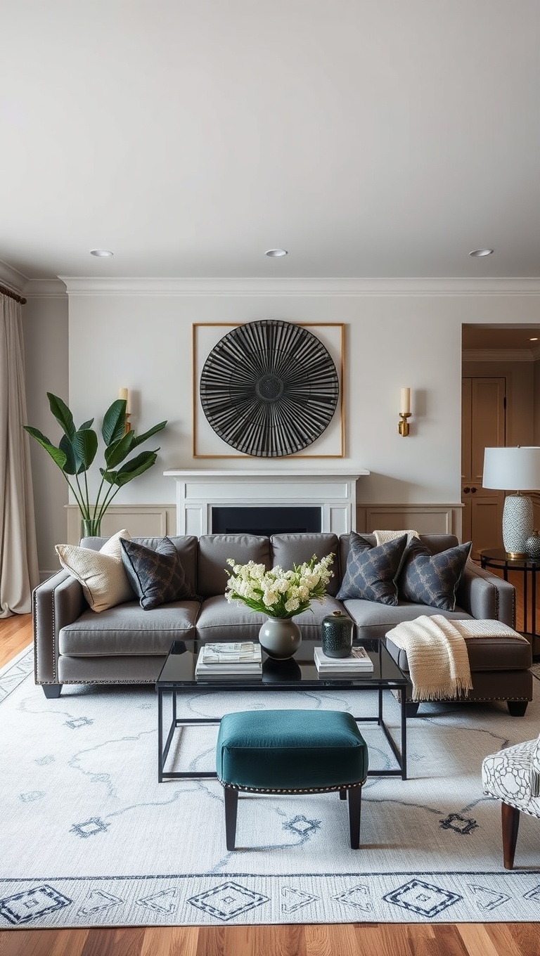 20 Inspiring Ideas for Your Dream Transitional Living Room - Create a Focal Point with a Statement Sofa