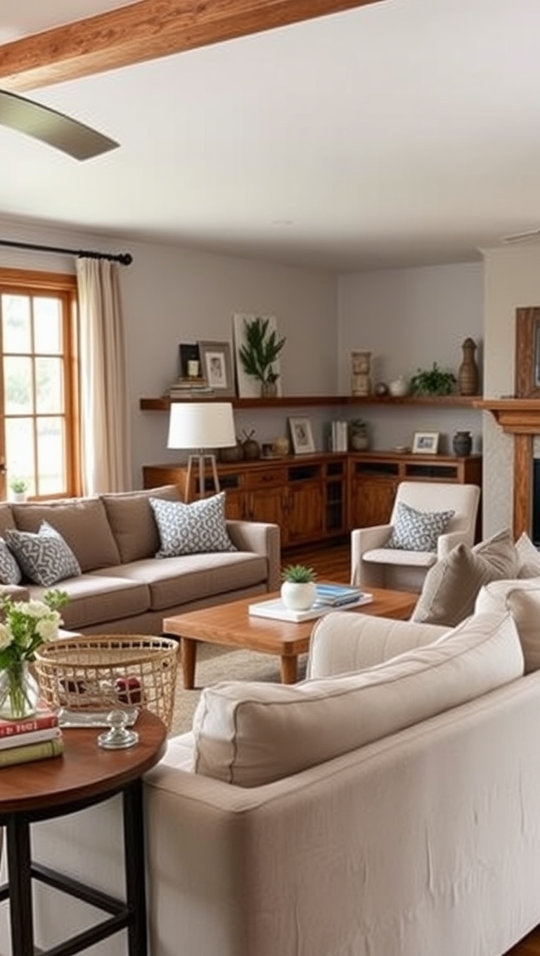 20 Cozy Ideas for Your Warm Farmhouse Living Room - 12. Comfortable Seating: Opt for Overstuffed Sofas and Chairs