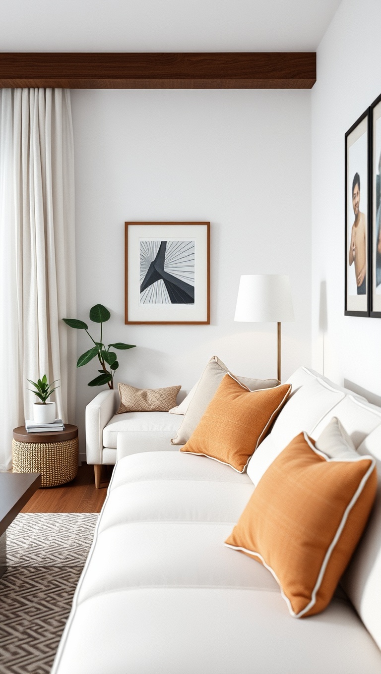20 Bright and Breezy Ideas for Your White Couch Living Room - 7. Create a Cozy Reading Nook: Add a Chair and Lamp