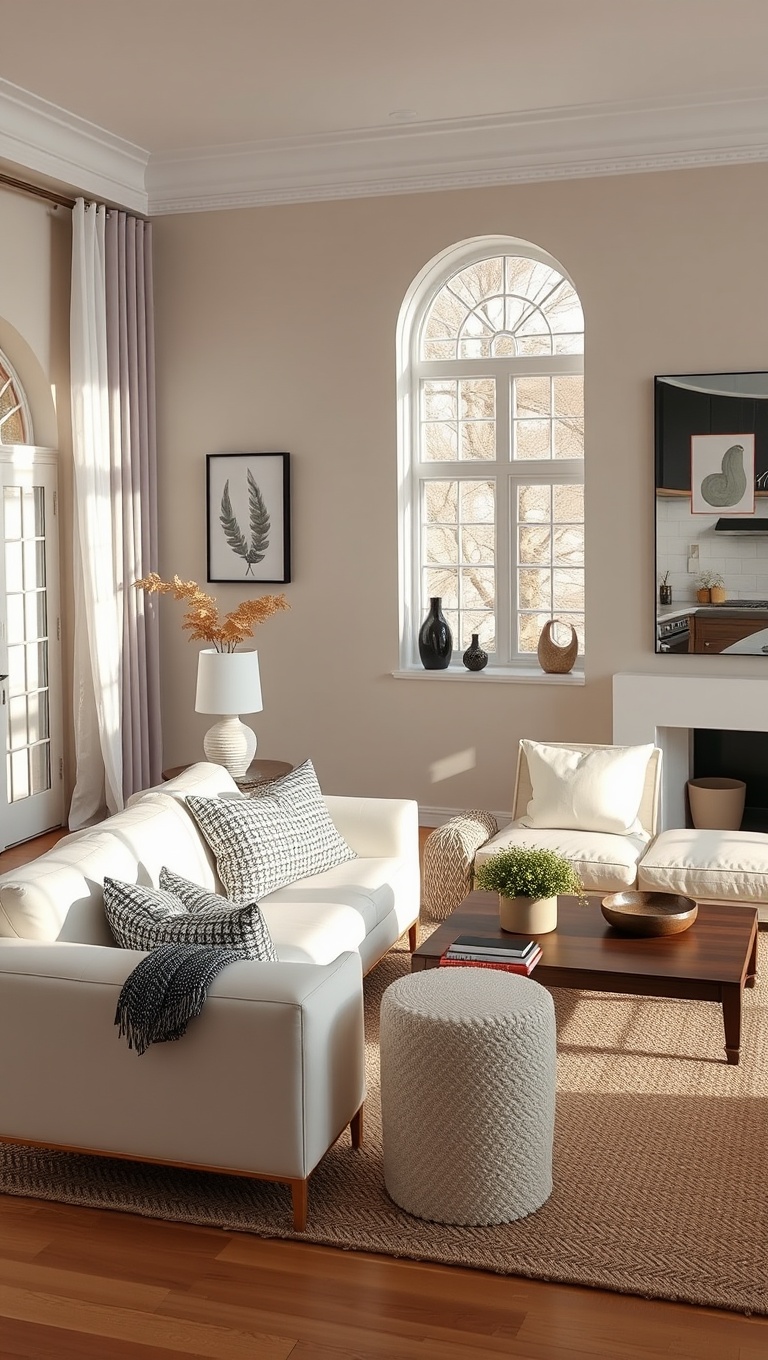 20 Bright and Breezy Ideas for Your White Couch Living Room - 15. Create a Zen Space: Calm Colors and Decor
