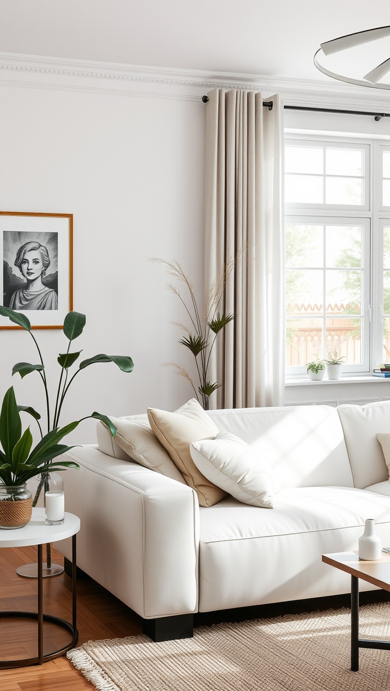 20 Bright and Breezy Ideas for Your White Couch Living Room - 10. Mix and Match: Pair with Different Styles