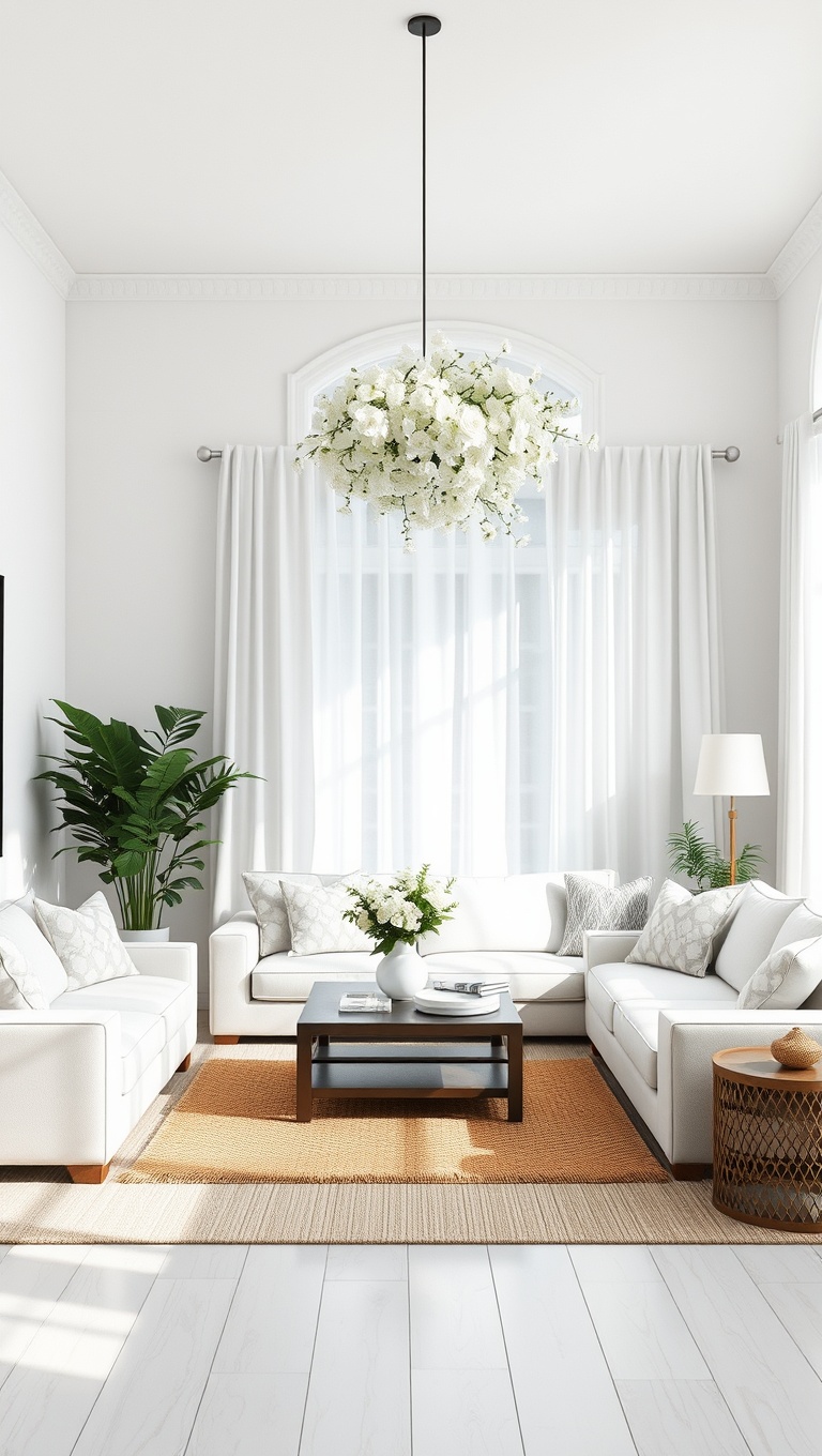 20 Stunning Ideas to Elevate Your White Living Room - 8. Nature’s Touch: Bringing the Outdoors In