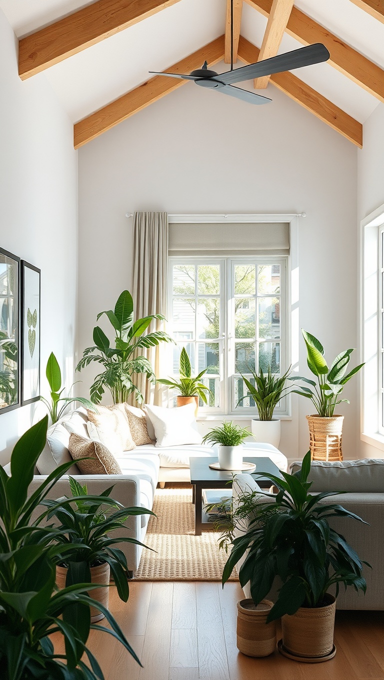 20 Stunning Ideas to Elevate Your White Living Room - 17. Greenery Galore: Houseplants for Fresh Air