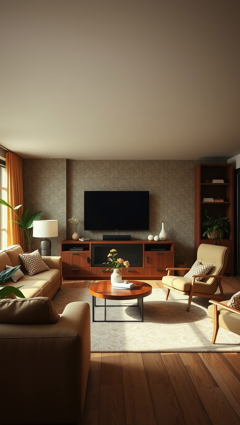 25 Groovy Ideas to Transform Your Living Room into a 70s Paradise! - 10. Earthy Tones and Natural Textures