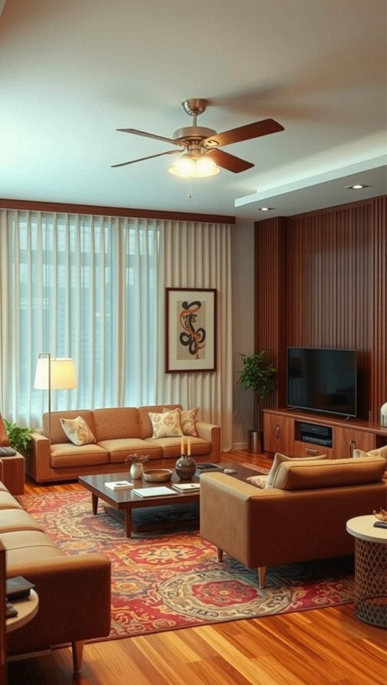 25 Groovy Ideas to Transform Your Living Room into a 70s Paradise! - 22. Multi-Purpose Living Space