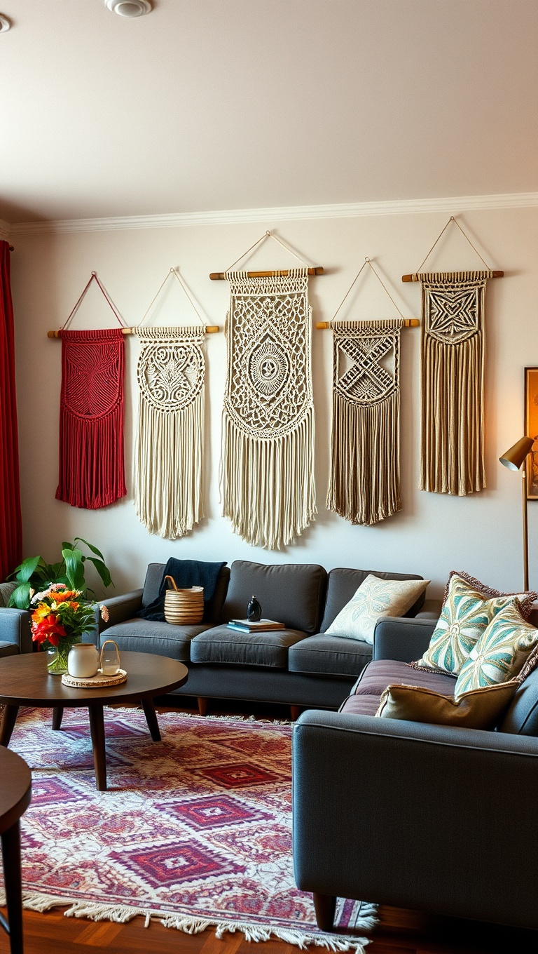 25 Groovy Ideas to Transform Your Living Room into a 70s Paradise! - 8. Macramé Wall Hangings