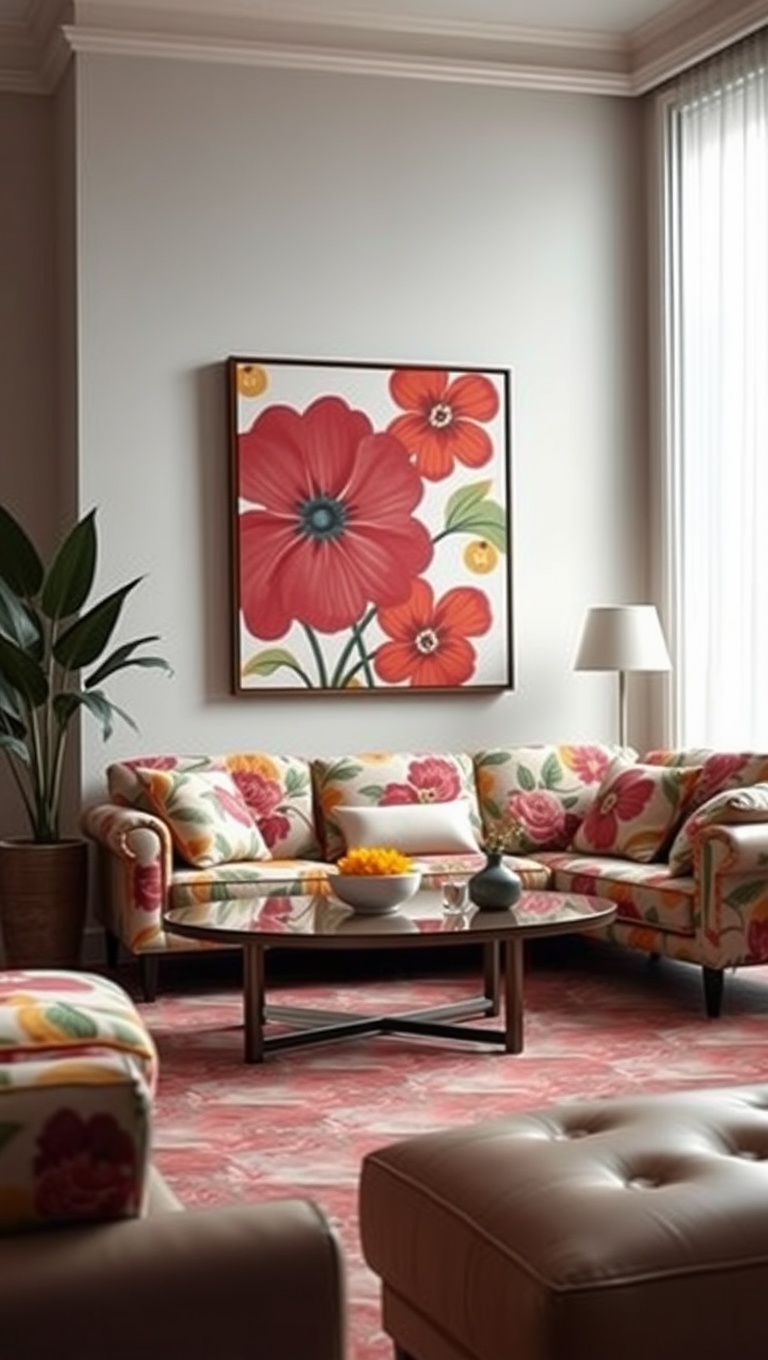 25 Groovy Ideas to Transform Your Living Room into a 70s Paradise! - 11. Bold Floral Prints