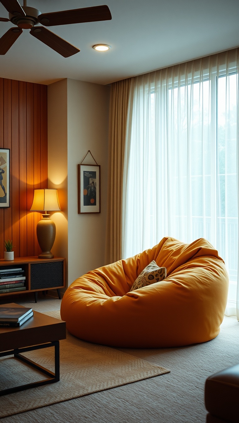 25 Groovy Ideas to Transform Your Living Room into a 70s Paradise! - 5. The Classic Bean Bag Chair