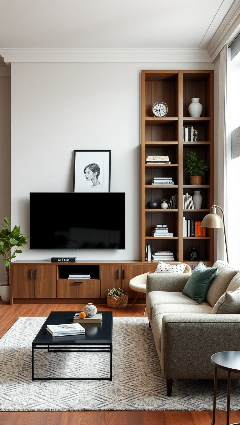 25 Bright Ideas to Create an Airy Living Room - 17. Use Built-In Shelving