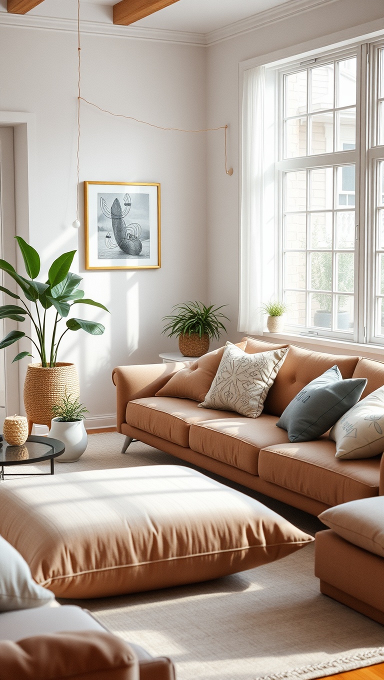 25 Bright Ideas to Create an Airy Living Room - 25. Add Soft Pillows for Comfort