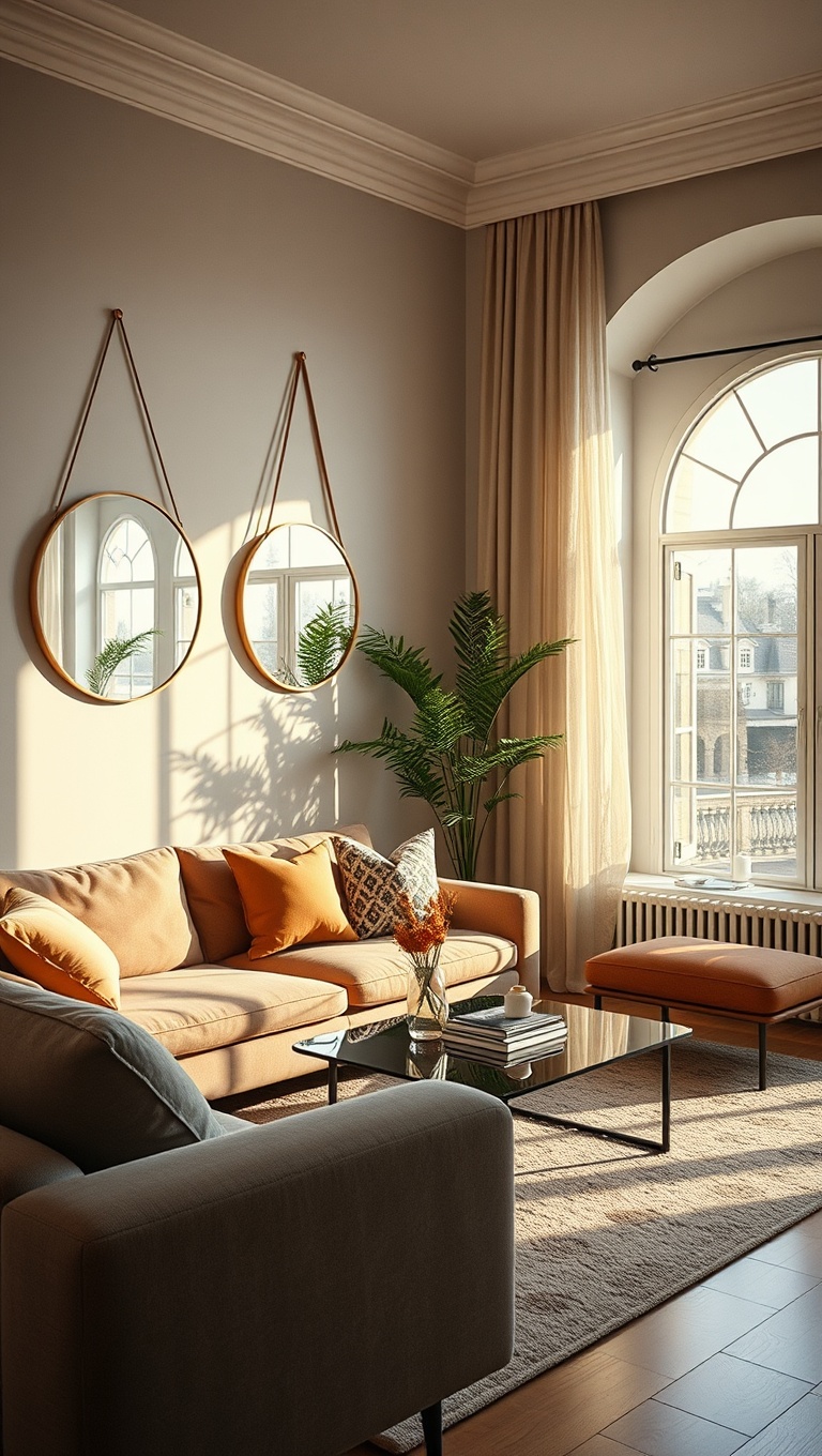 25 Bright Ideas to Create an Airy Living Room - 8. Hang Mirrors to Reflect Light