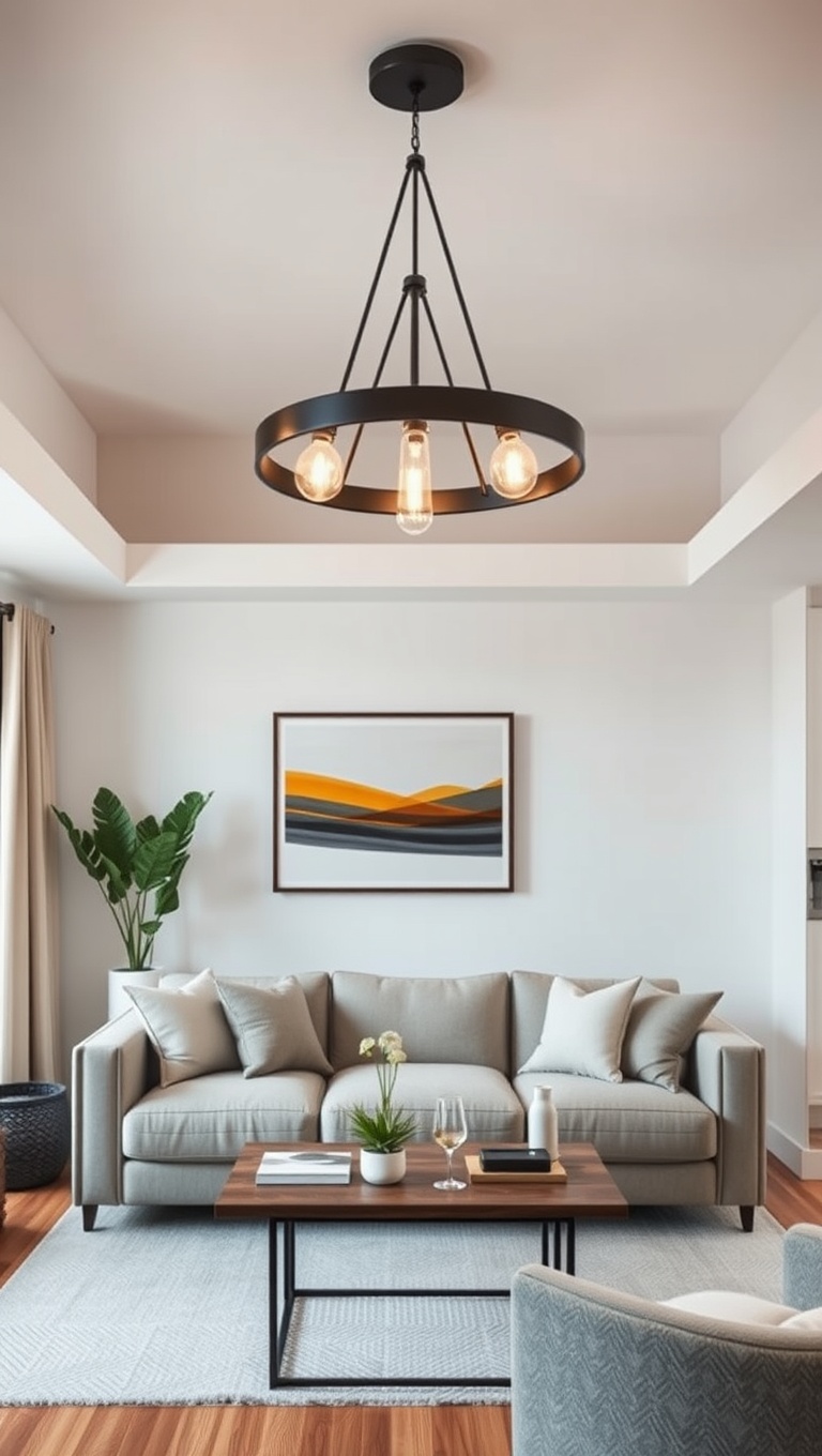 25 Bright Ideas to Create an Airy Living Room - 13. Choose a Statement Light Fixture