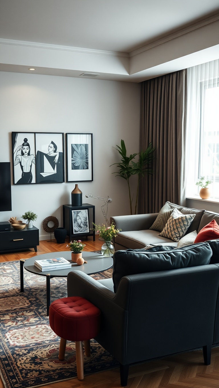 25 Fabulous Ideas to Transform Your Apartment Living Room - Creative Seating: Mix and Match for Fun