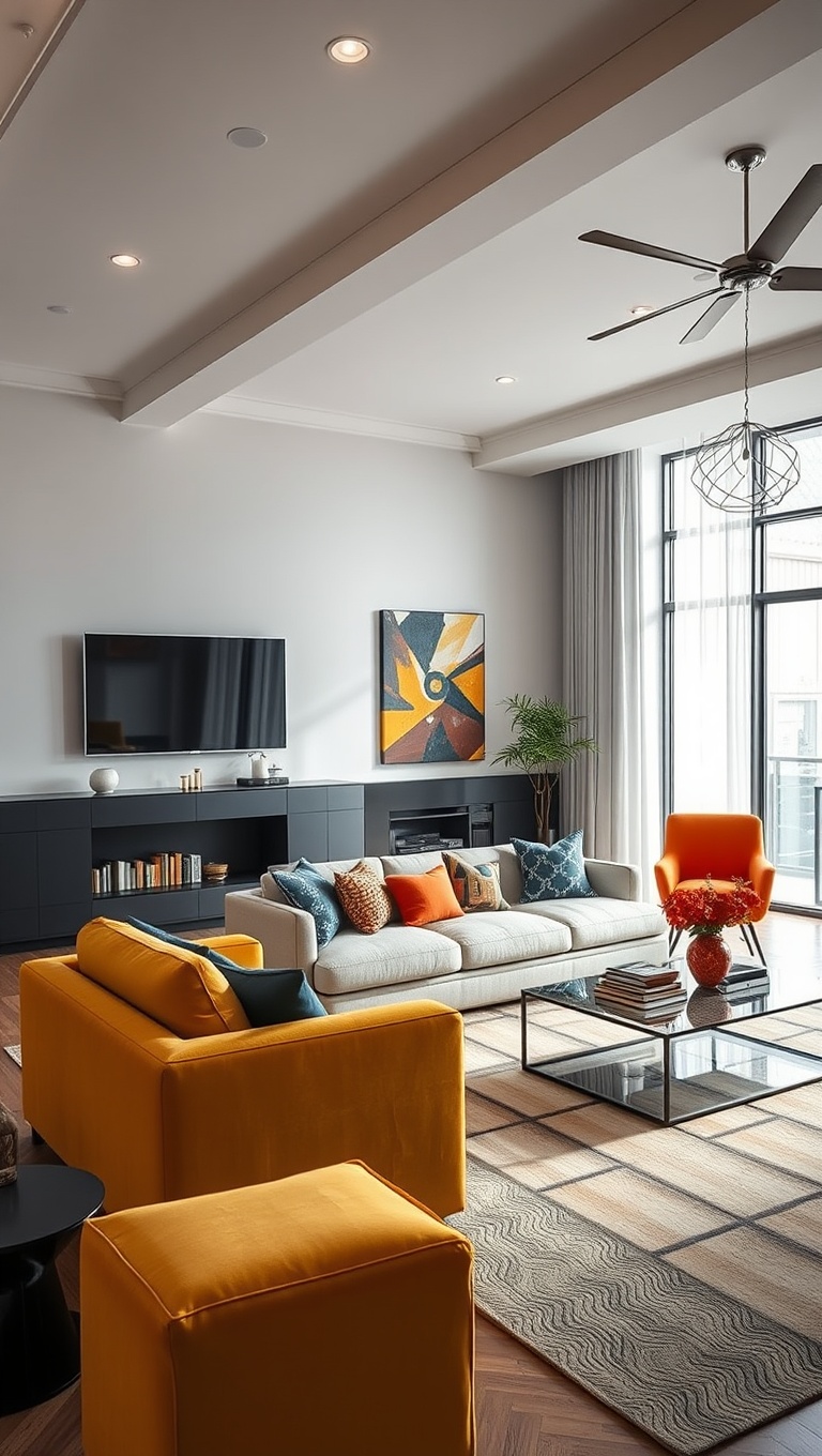 25 Fabulous Ideas to Transform Your Big Living Room into a Dream Space - 2. Use Bold Color Accents