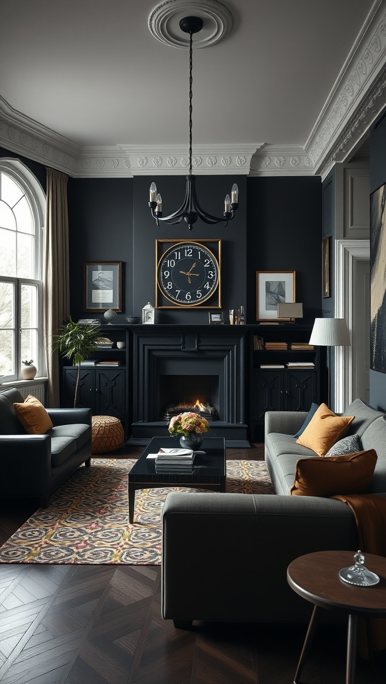 25 Stunning Ideas to Transform Your Black Living Room - 15. Incorporate Vintage Pieces for Character
