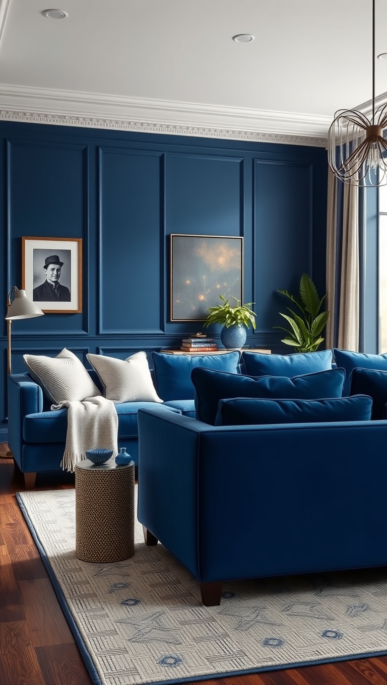 25 Gorgeous Ideas and Inspirations for Blue Living Rooms That Will Make You Smile - 3. Chic Navy Sofas: Bold and Beautiful