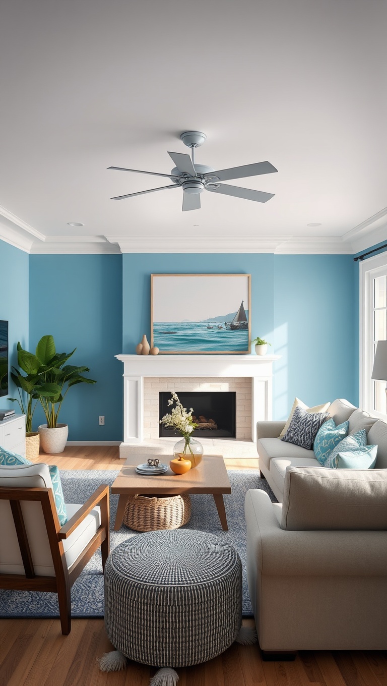 25 Gorgeous Ideas and Inspirations for Blue Living Rooms That Will Make You Smile - 16. Coastal Color Schemes: Beachy Vibes