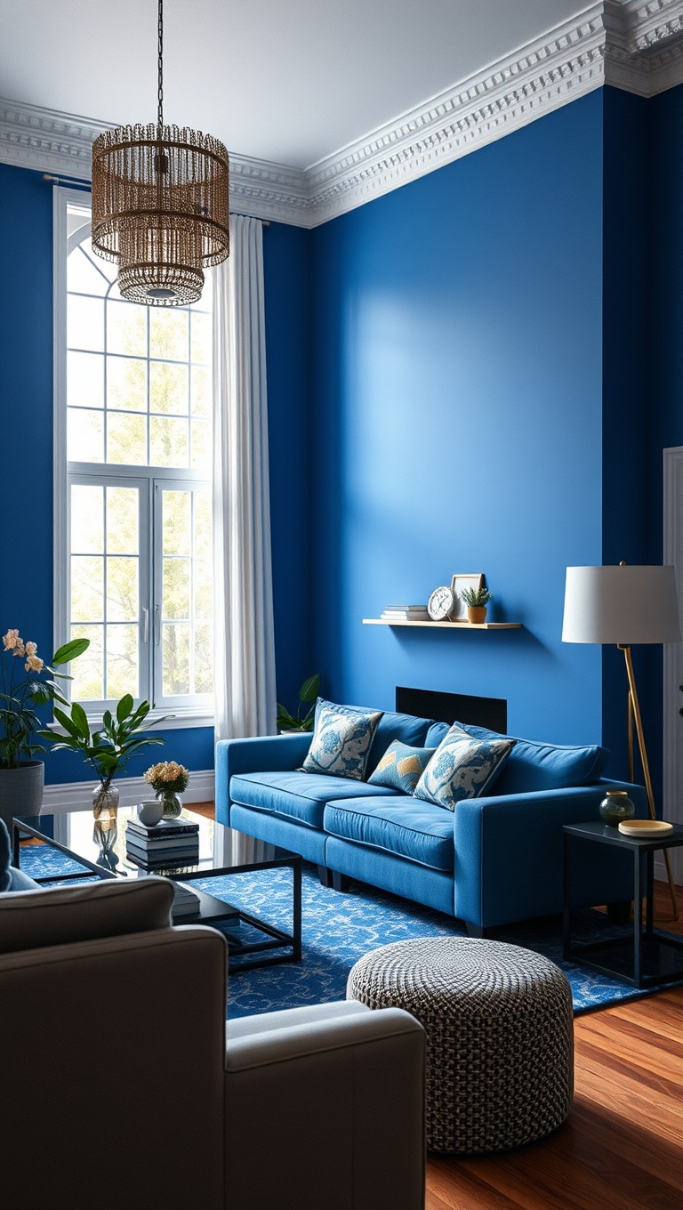 25 Gorgeous Ideas and Inspirations for Blue Living Rooms That Will Make You Smile - Blue Accent Walls: A Bold Feature