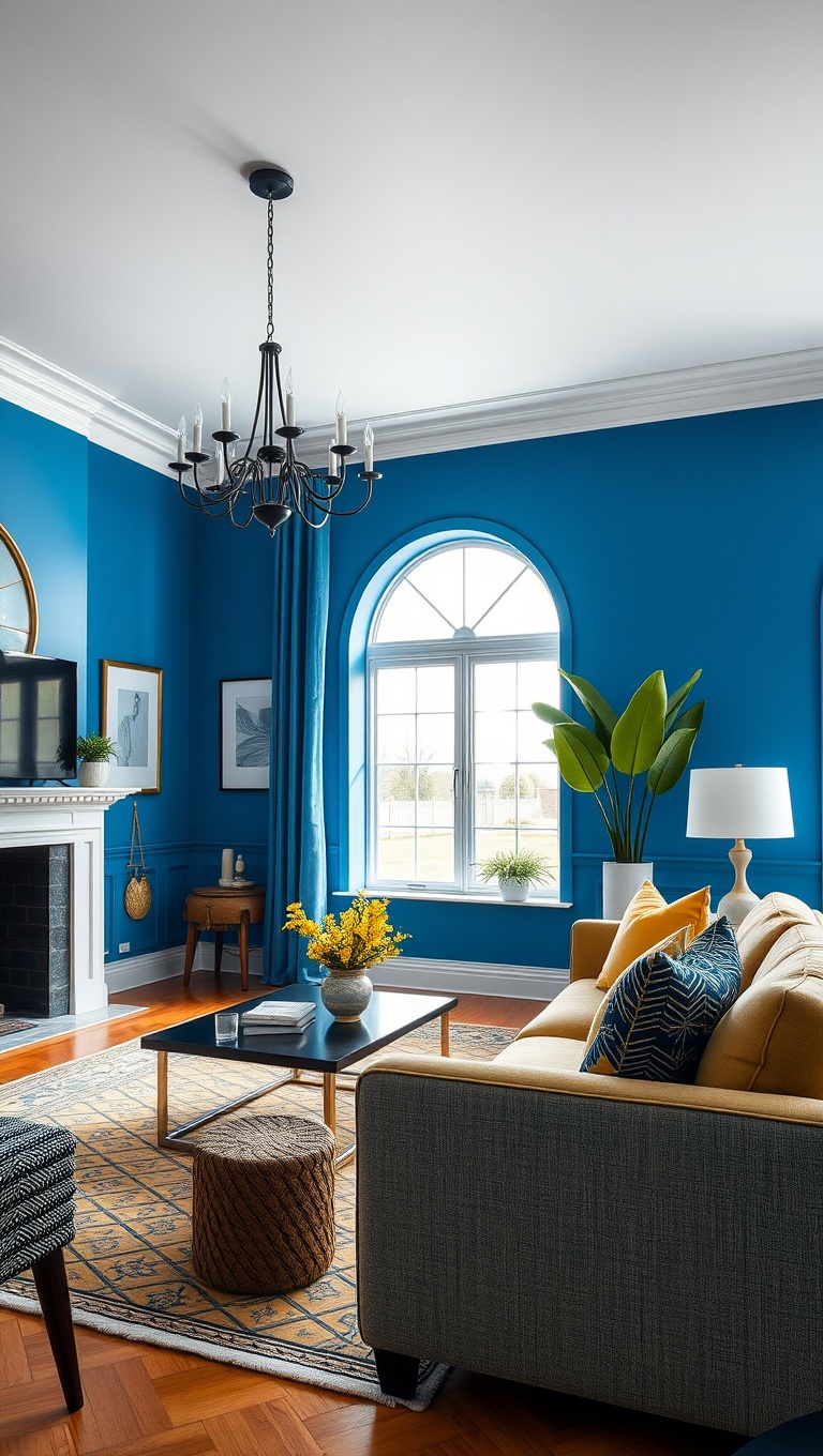 25 Gorgeous Ideas and Inspirations for Blue Living Rooms That Will Make You Smile - 19. Pairing Blue with Yellow: A Cheerful Contrast