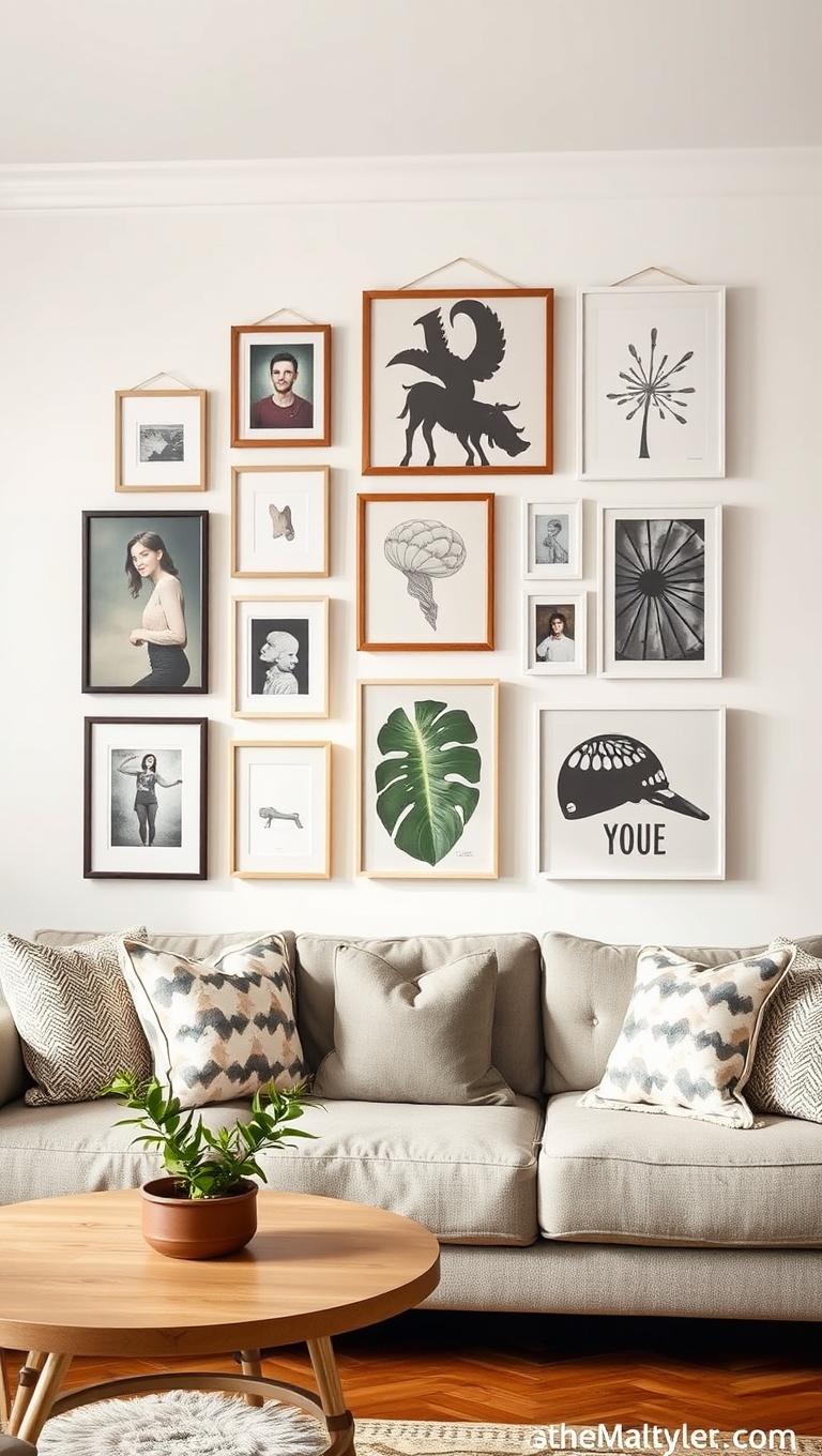 25 Creative Ideas for Budget-Friendly Living Rooms That Wow! - 2. DIY Gallery Wall: Show Off Your Style