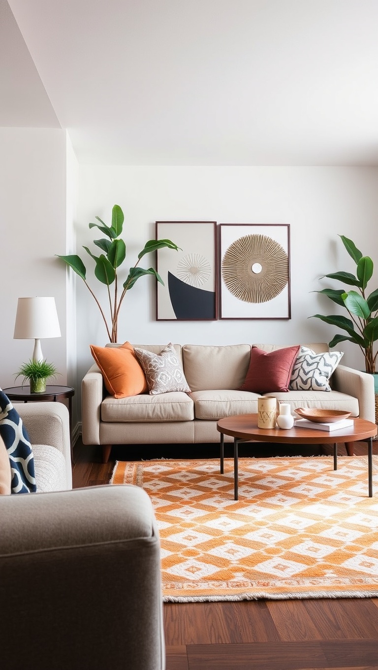 25 Creative Ideas for Budget-Friendly Living Rooms That Wow! - 10. Bold Area Rugs: Anchor the Room without Huge Costs