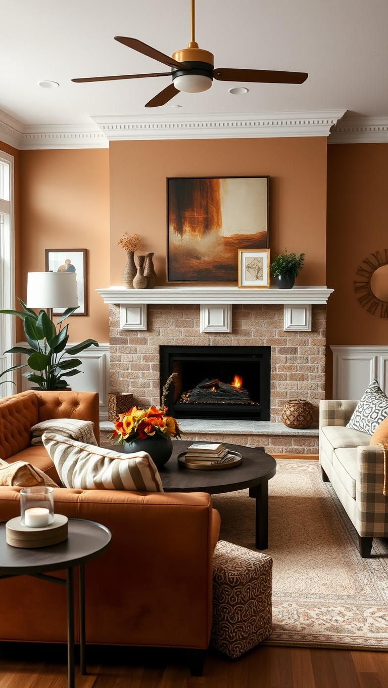 25 Stunning Ideas to Transform Your Living Room with Burnt Sienna Magic - 21. Seasonal Swaps: Burnt Sienna for Fall Decor
