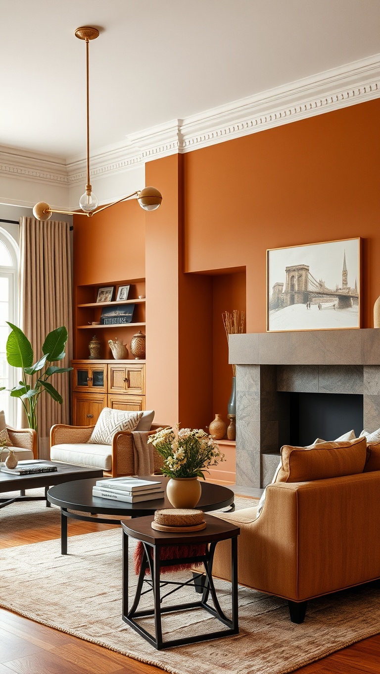 25 Stunning Ideas to Transform Your Living Room with Burnt Sienna Magic - 6. Brighten It Up: Pair with Soft Creams
