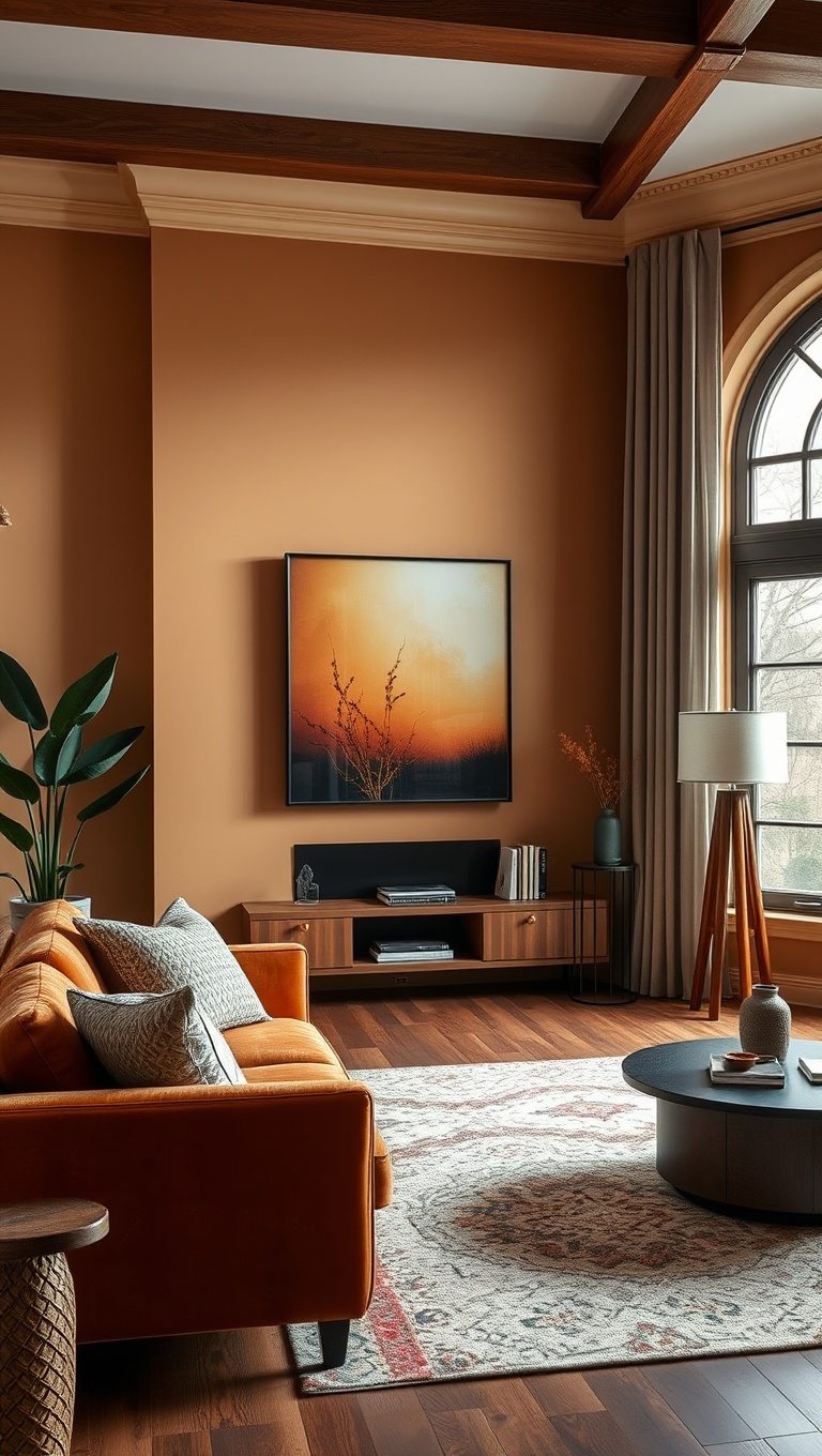 25 Stunning Ideas to Transform Your Living Room with Burnt Sienna Magic - 4. Artistic Touch: Burnt Sienna Wall Art