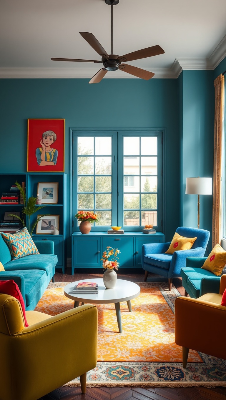 25 Vibrant Ideas to Transform Your Living Room into a Colorful Oasis - 6. Unique Furniture Pieces in Vibrant Hues