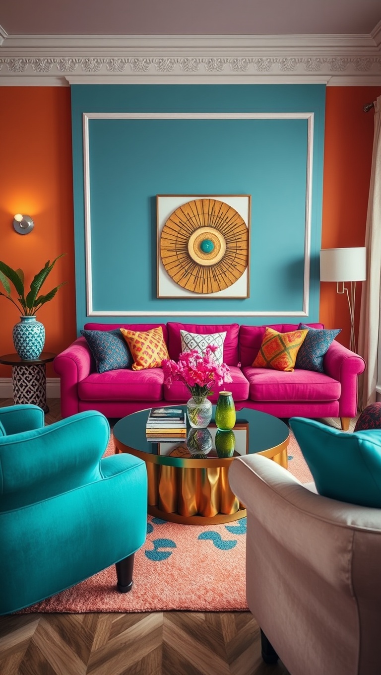 25 Vibrant Ideas to Transform Your Living Room into a Colorful Oasis - 11. Pops of Color with Decorative Accessories