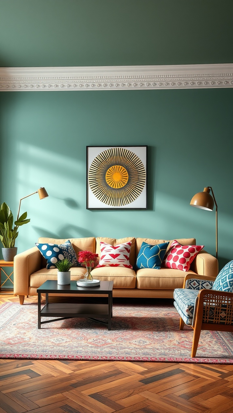25 Vibrant Ideas to Transform Your Living Room into a Colorful Oasis - 7. Mix and Match Patterns for Fun Flair