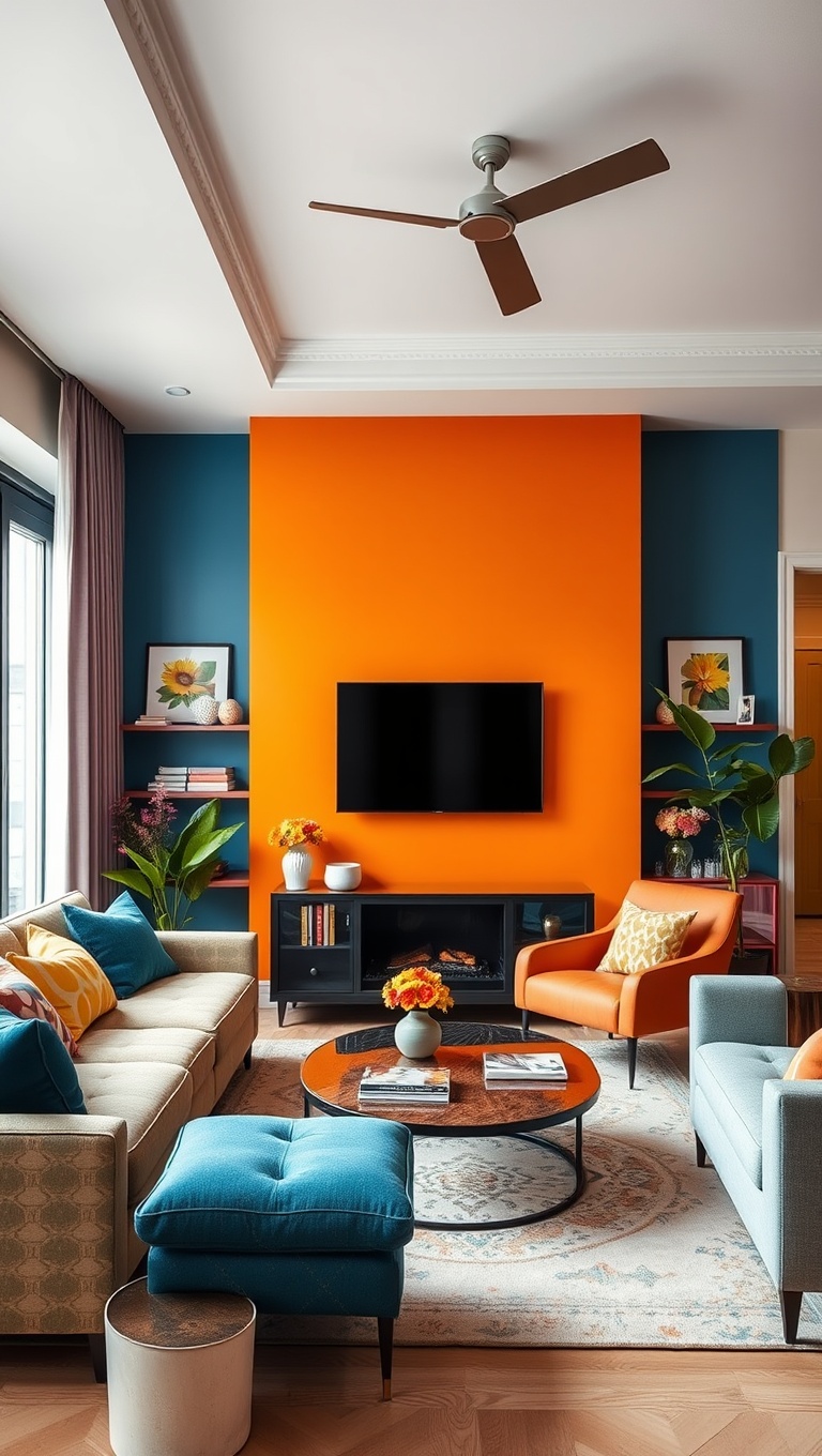 25 Vibrant Ideas to Transform Your Living Room into a Colorful Oasis - 1. The Power of a Bold Accent Wall